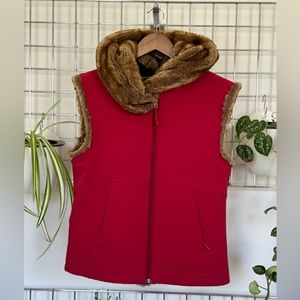 Marmot faux fur lined red winter vest